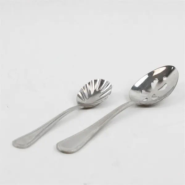 Lot of Two Stainless Cuisinart Spoons (Mixed Styles) in the Pattern Tuscan Bead