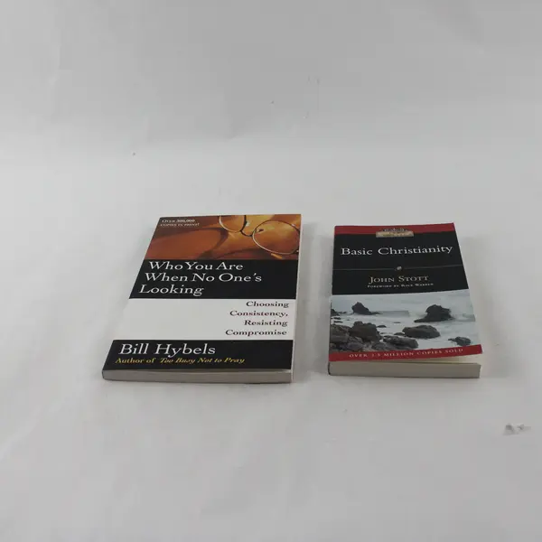 Lot of 2 Books: Basic Christianity (Stott) & Who You Are When No One's (Hybels)