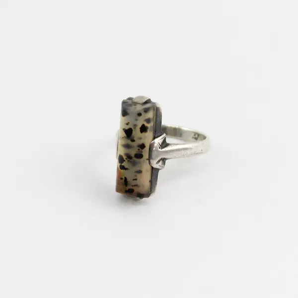 Dalmatian Jasper Gemstone 925 Sterling Silver Ring Size 6