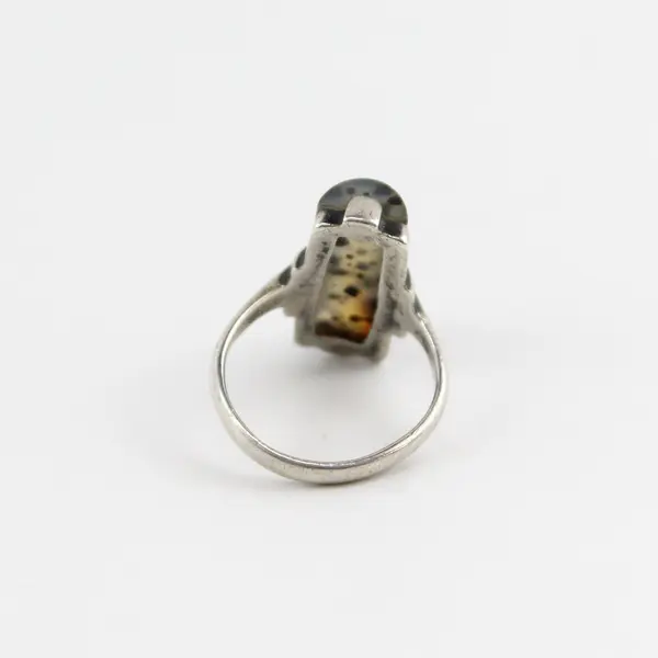 Dalmatian Jasper Gemstone 925 Sterling Silver Ring Size 6