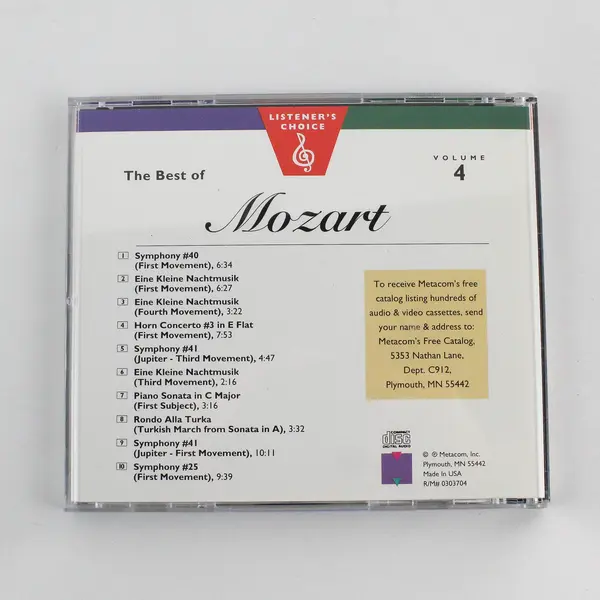 The Best Of Mozart Volume 4 CD, Listener's Choice #0303704
