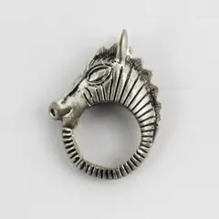 Vintage Zebra Horse Head Stretchable Silver Tone Ring Adjustable Size 7+