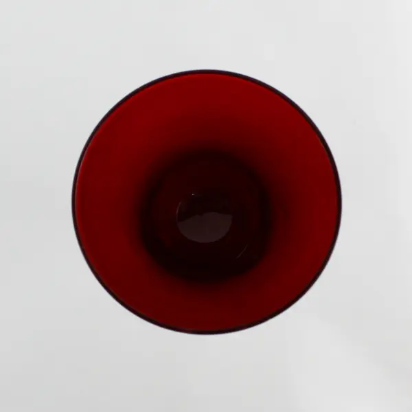 Wine Glass Ruby Red Blown Glass Clear Stem 8" Tall