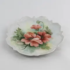 Hand Painted Porcelain Poppy Pattern Plate Signed By Cindy L Moore