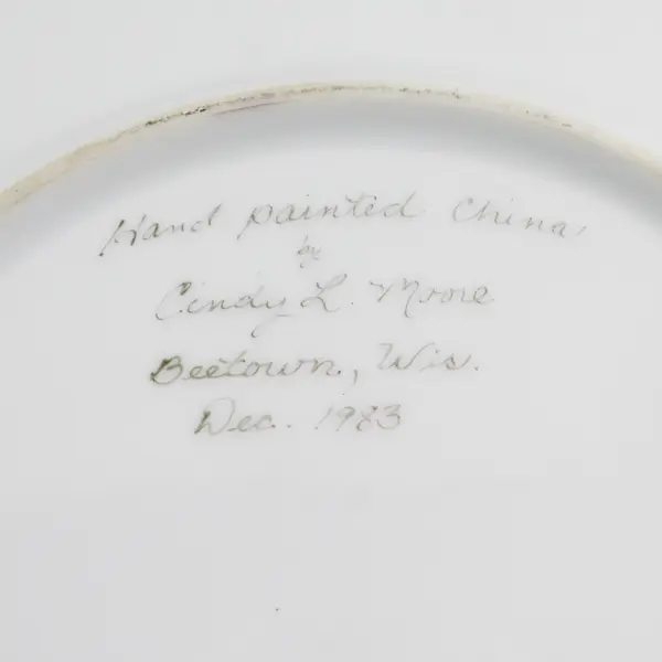 Hand Painted Porcelain Poppy Pattern Plate Signed By Cindy L Moore