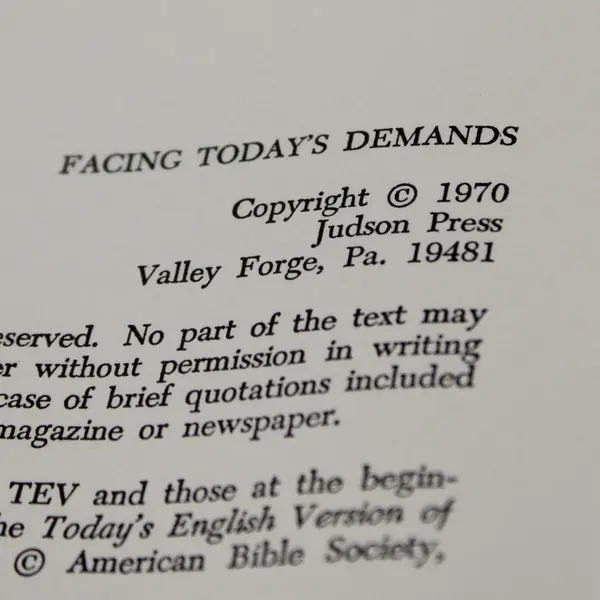 Facing Today's Demands: Bible Speaks to Current Issues Joseph D. Ban 1970
