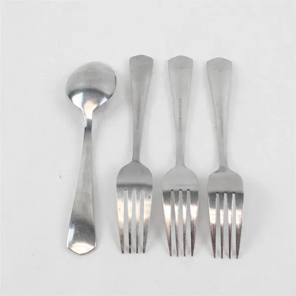 Lot of 4 Cuisinart Stainless Sienna Flatware: 3 Dinner Forks, 1 Serving Spoon