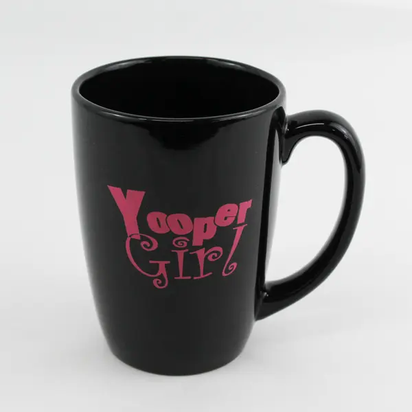 Black Ceramic Yooper Girl Coffee Mug Michigan Upper Peninsula Souvenir