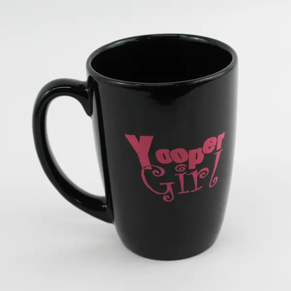 Black Ceramic Yooper Girl Coffee Mug Michigan Upper Peninsula Souvenir