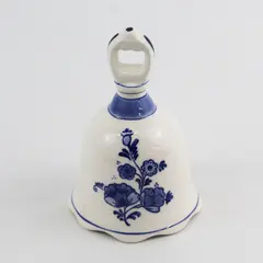 Hand Painted Delft Blue Ceramic Bell From Holland Windmill Flower Pattern