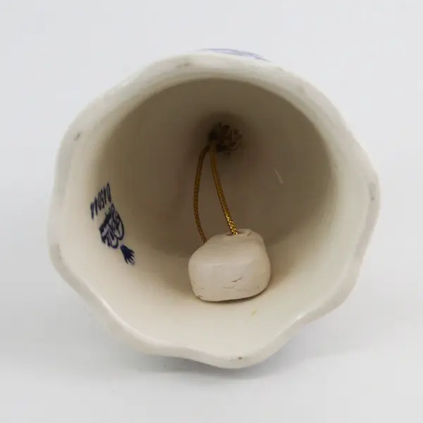 Hand Painted Delft Blue Ceramic Bell From Holland Windmill Flower Pattern
