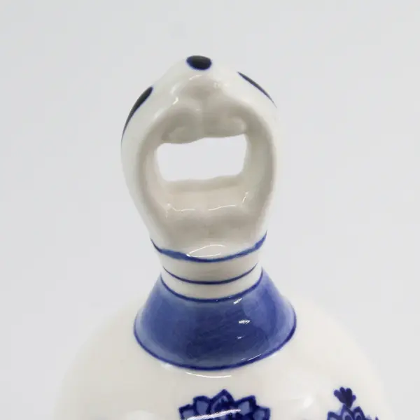Hand Painted Delft Blue Ceramic Bell From Holland Windmill Flower Pattern