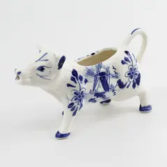 Vintage Delft Style Flower Windmill Cow Creamer