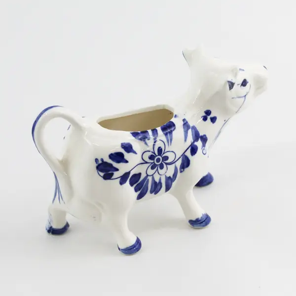 Vintage Delft Style Flower Windmill Cow Creamer