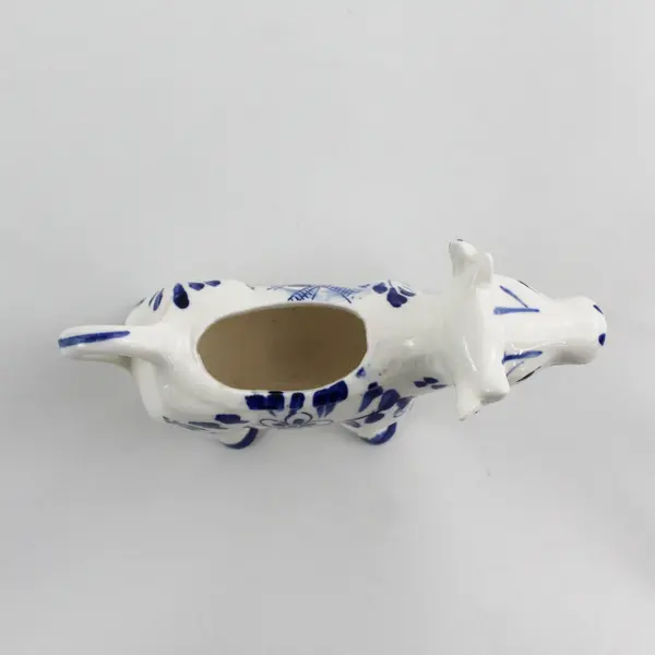Vintage Delft Style Flower Windmill Cow Creamer