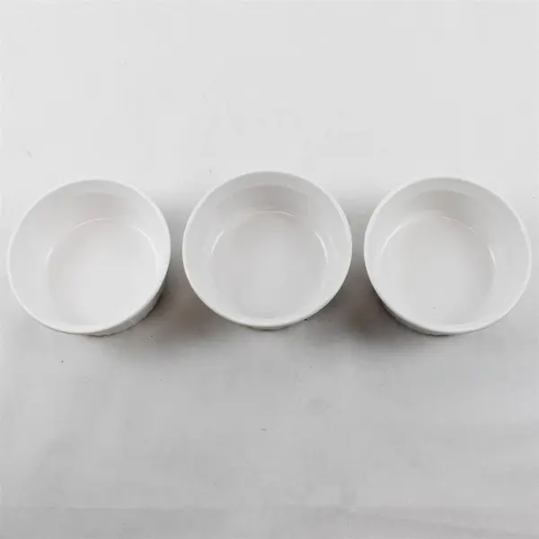 Lot of 3 CorningWare French White Round Ribbed Ramekins
