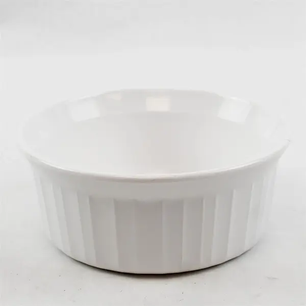 Lot of 3 CorningWare French White Round Ribbed Ramekins