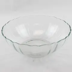 Arcoroc Scalloped Ribbed Clear Glass Serving Bowl 9" Vintage