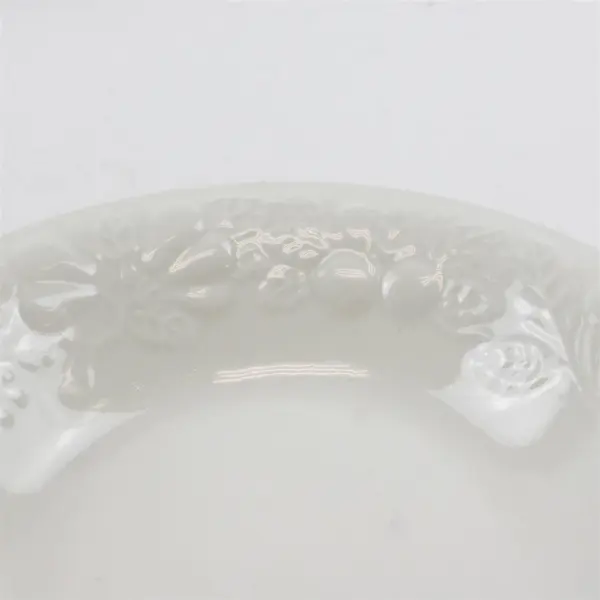 Lot of 2 Gibson White Embossed Fruit Soup Bowls 8" Vintage
