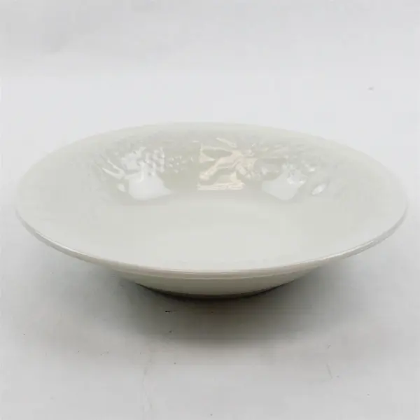 Lot of 2 Gibson White Embossed Fruit Soup Bowls 8" Vintage