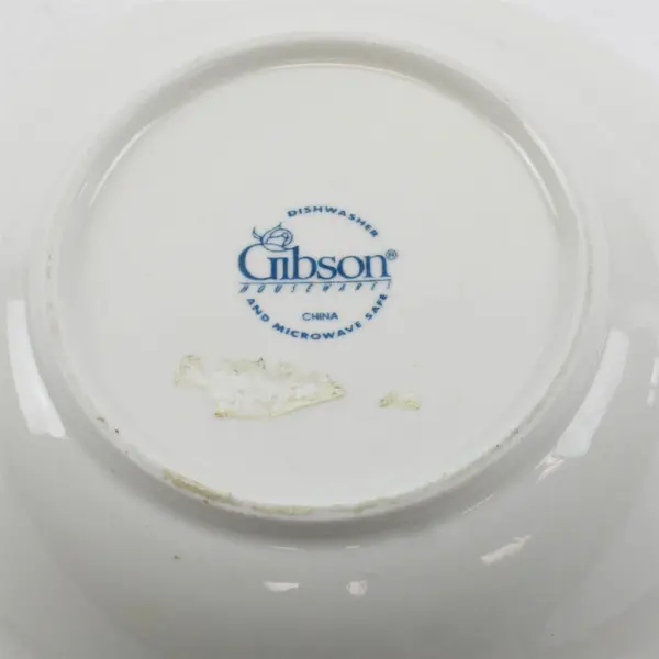 Lot of 2 Gibson White Embossed Fruit Soup Bowls 8" Vintage