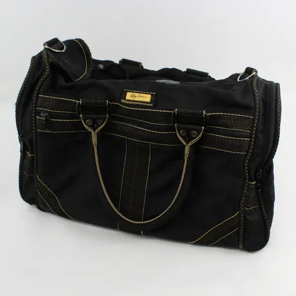 Vintage Airway Industries Black Nylon Oleg Cassini Duffel Bag Carry On Luggage