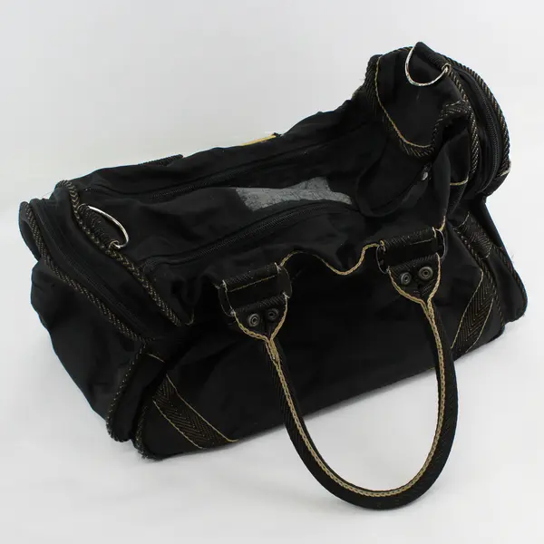 Vintage Airway Industries Black Nylon Oleg Cassini Duffel Bag Carry On Luggage