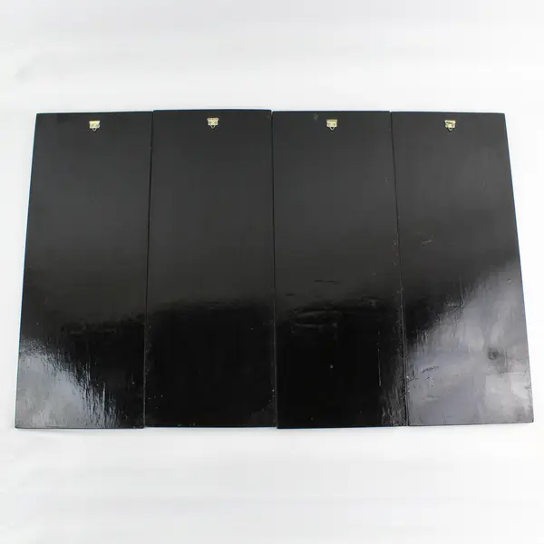 Four Panel Asian Lacquer Wall Plaque Inlaid Mother of Pearl Cranes