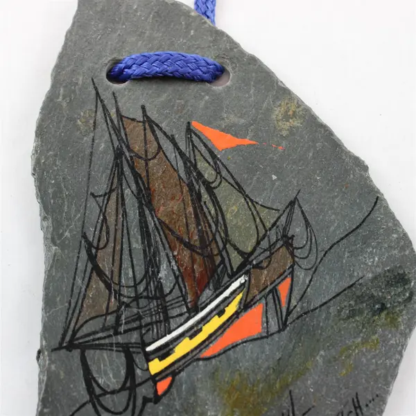 Hand-Painted Cornish Slate Plaque "The Cornish Maid" Coastal Wall Art