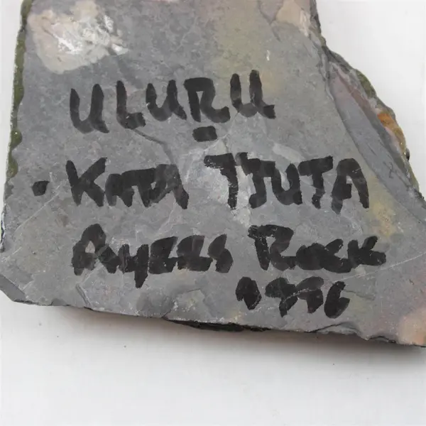 Hand-Painted Australian Aboriginal Turtle on Stone Slab Uluru Souvenir