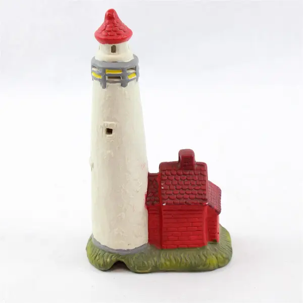 Tawas Point MI Lighted Ceramic Lighthouse Figurine 7.5in Red White