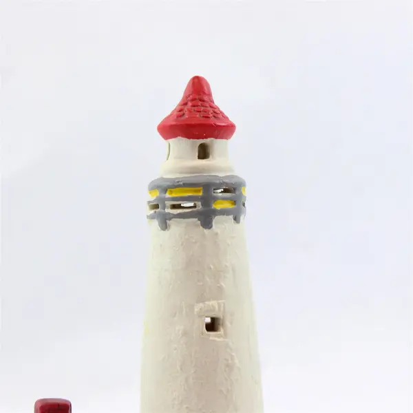 Tawas Point MI Lighted Ceramic Lighthouse Figurine 7.5in Red White