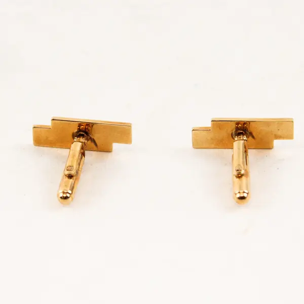 Vintage Black and Brown Enamel Gold-Tone Geometric Cufflinks