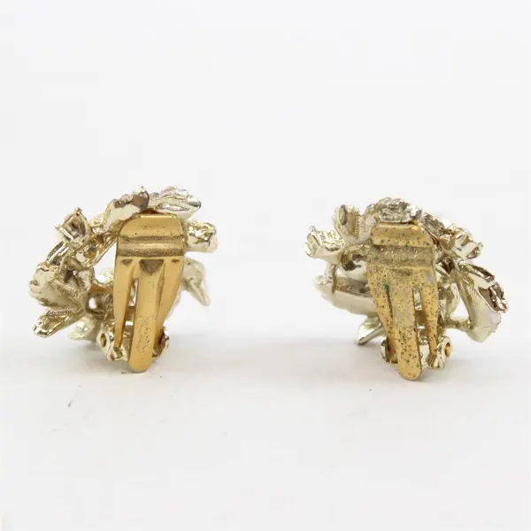Vintage Judy Lee Leaf Design Faux Pearl Clip-On Earrings