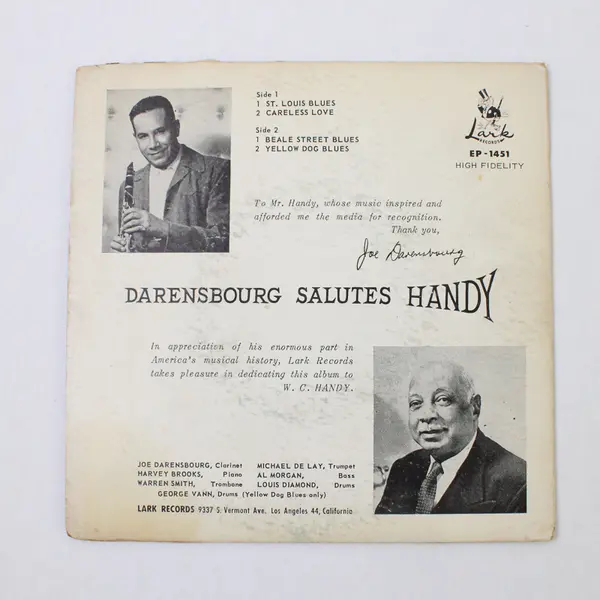 Joe Darensbourg & His Dixie Flyers Darensbourg Salutes Handy 7" Vinyl Record