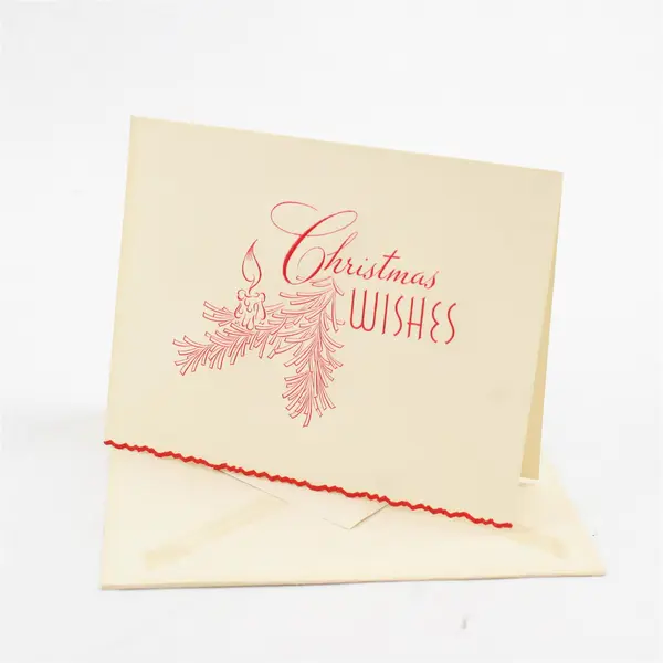 Lot of 3 Vintage Red Script on White Christmas Notecards