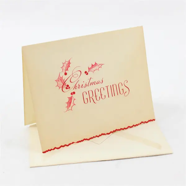 Lot of 3 Vintage Red Script on White Christmas Notecards