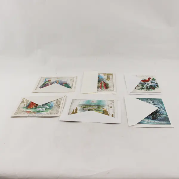 Lot of 6 Vintage Sunshine Line Religious Christmas Greeting Cards UNUSED