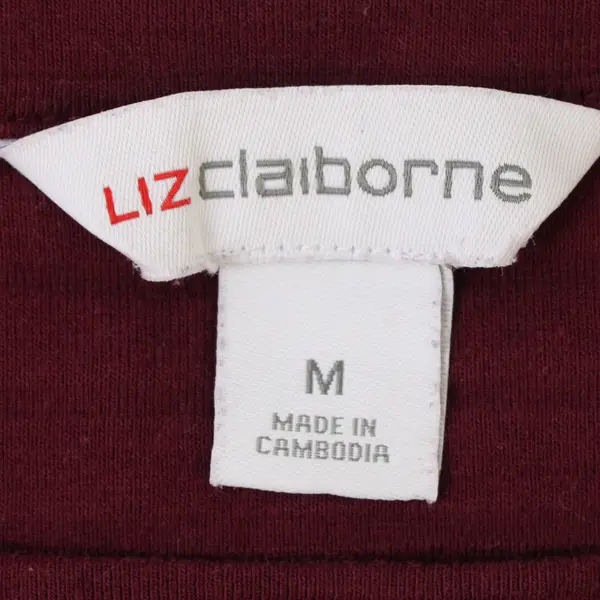 Liz Claiborne Solid Burgundy Quarter Length Sleeve Top Women's Size M