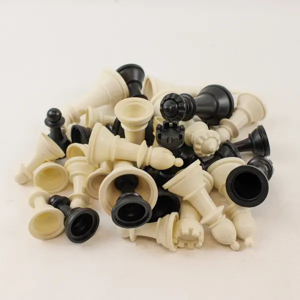 Lot of 33 Plastic Black and White Chess Pieces DIY Crafts