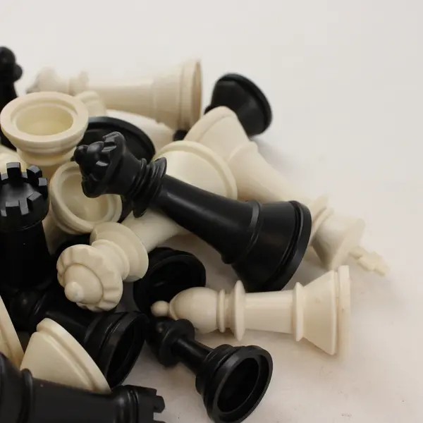 Lot of 33 Plastic Black and White Chess Pieces DIY Crafts