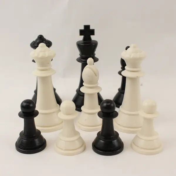 Lot of 33 Plastic Black and White Chess Pieces DIY Crafts
