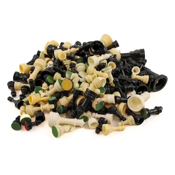 1+ Lb Mixed Lot Plastic Black and White Chess Pieces DIY Crafts