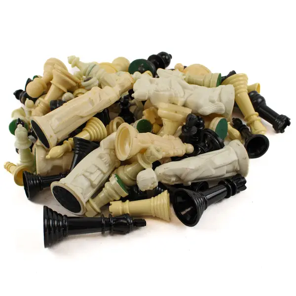 1+ Lb Mixed Lot Plastic Black and White Chess Pieces DIY Craft Projects