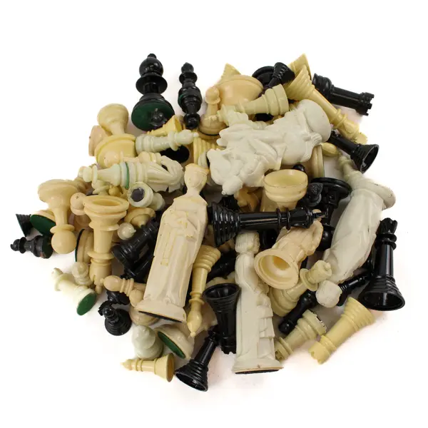 1+ Lb Mixed Lot Plastic Black and White Chess Pieces DIY Craft Projects