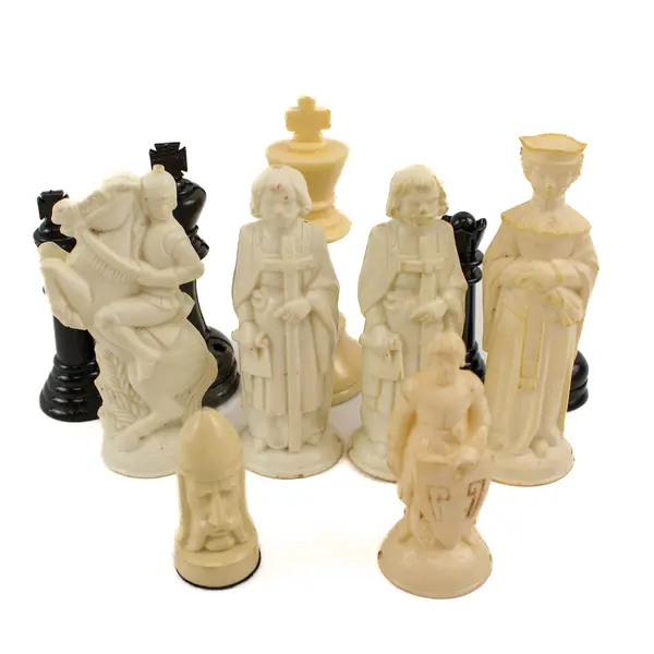 1+ Lb Mixed Lot Plastic Black and White Chess Pieces DIY Craft Projects