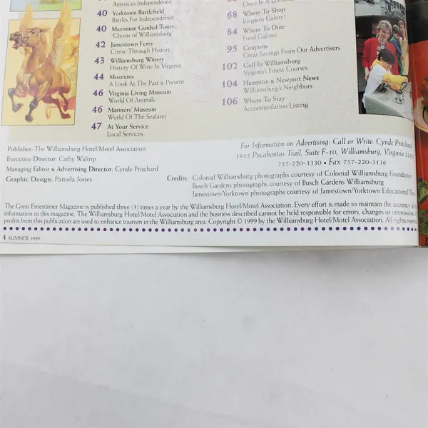 Williamsburg Great Entertainer Magazine Summer 1999 Issue - Local Events