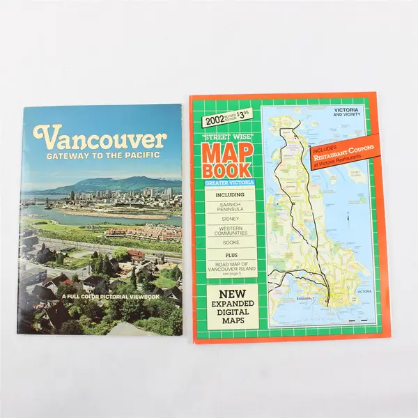Lot of 2 British Columbia Magazines & Map Books - Vancouver + Vancouver Island