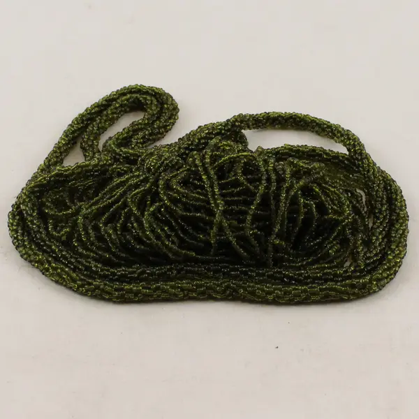 Olive Green Glass Seed Bead Tassel Lariat Sautoir Rope Necklace 52"