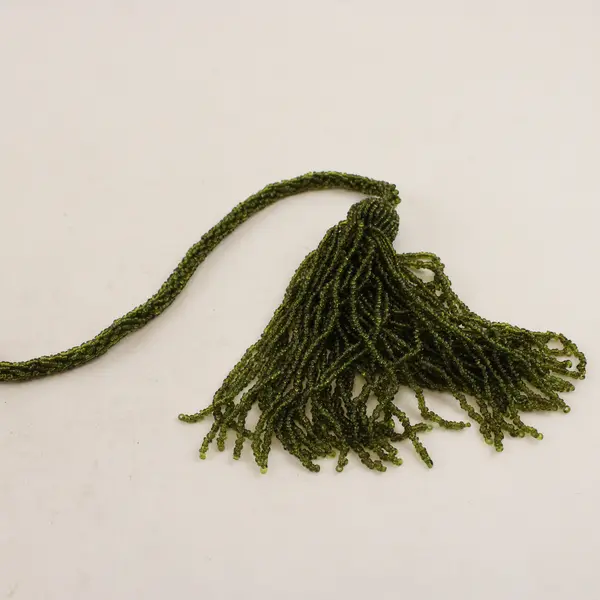 Olive Green Glass Seed Bead Tassel Lariat Sautoir Rope Necklace 52"